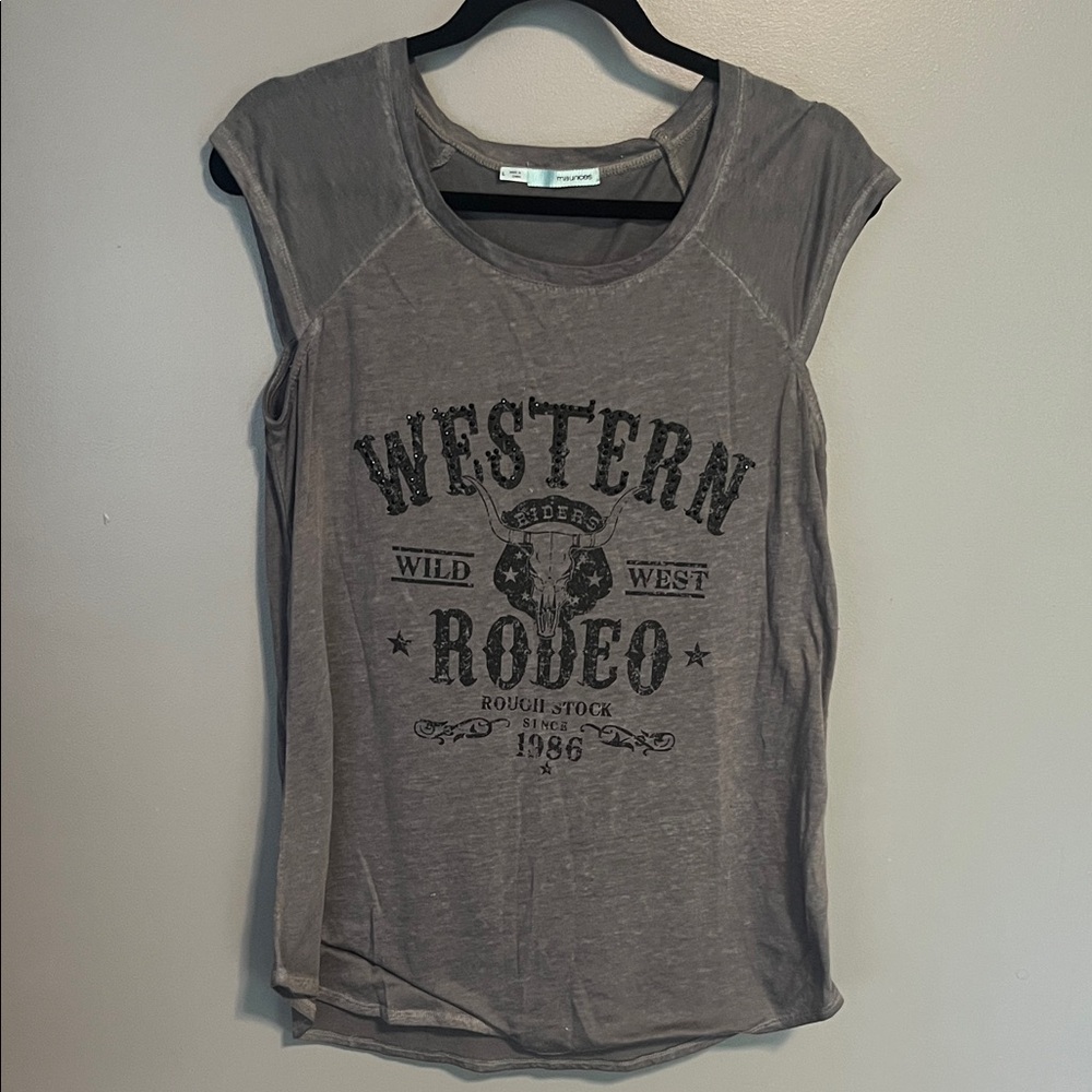 Maurices Western Rodeo Graphic Muscle Tee - Gray
